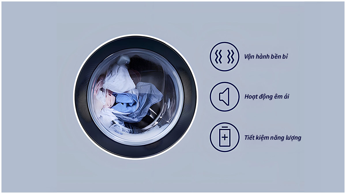 Động cơ Inverter giúp máy sấy vận hành hiệu quả, bền bỉ và tiết kiệm điện đáng kể